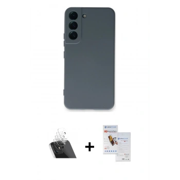 MARSİLYAN™- Galaxy S23 Plus Kılıf Ahenk Serisi - Siyah Seramik Nano Ekran Koruyucu + Kamera Lens Koruma Cam - SF