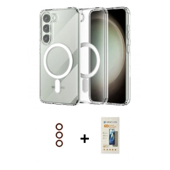 MARSİLYAN™- Galaxy S23 Plus Kılıf Ahenk Yansıma Prime - Siyah 6D Mat Seramik Hayalet Nano Ekran Koruyucu + Metal Kamera Lens - KI