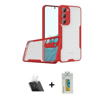 MARSİLYAN™- Galaxy S23 Plus Kılıf Atlas Asil Serisi - Şeffaf Polymer Nano Ekran Koruyucu + Kamera Lens Koruma Cam - SF