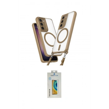 MARSİLYAN™- Galaxy S23 Plus Kılıf Atlas Doku Koleksiyonu - Şeffaf Polymer Nano Ekran Koruyucu