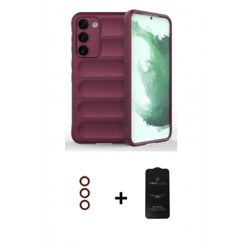 MARSİLYAN™- Galaxy S23 Plus Kılıf Atlas Koleksiyonu - Siyah 6D Antistatik Mat Seramik Hayalet Nano Ekran Koruyucu + Metal Kamera Lens - KI
