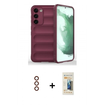 MARSİLYAN™- Galaxy S23 Plus Kılıf Atlas Koleksiyonu - Siyah 6D Mat Seramik Hayalet Nano Ekran Koruyucu + Metal Kamera Lens - KI