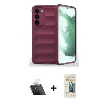 MARSİLYAN™- Galaxy S23 Plus Kılıf Atlas Koleksiyonu - Siyah 6D Mat Seramik Hayalet Nano Ekran Koruyucu + Kamera Lens Koruma Cam - SF