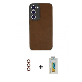 MARSİLYAN™- Galaxy S23 Plus Kılıf Doruk Asil Koleksiyonu - Şeffaf Polymer Nano Ekran Koruyucu + Metal Kamera Lens - KI