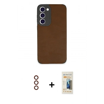 MARSİLYAN™- Galaxy S23 Plus Kılıf Doruk Asil Koleksiyonu - Siyah 6D Mat Seramik Hayalet Nano Ekran Koruyucu + Metal Kamera Lens - KI