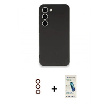 MARSİLYAN™- Galaxy S23 Plus Kılıf Kozmos Yansıma Özel Seri - Şeffaf Pasifik Cam Ekran Koruyucu + Metal Kamera Lens - KI