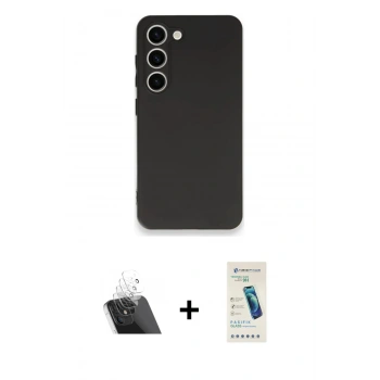 MARSİLYAN™- Galaxy S23 Plus Kılıf Kozmos Yansıma Özel Seri - Şeffaf Pasifik Cam Ekran Koruyucu + Kamera Lens Koruma Cam - SF