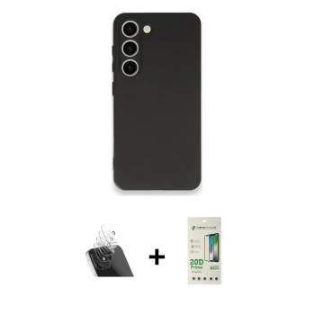 MARSİLYAN™- Galaxy S23 Plus Kılıf Kozmos Yansıma Özel Seri - Siyah 20D Premium Cam Ekran Koruyucu + Kamera Lens Koruma Cam - SF