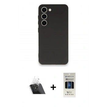 MARSİLYAN™- Galaxy S23 Plus Kılıf Kozmos Yansıma Özel Seri - Siyah 5D Hayalet Cam Ekran Koruyucu + Kamera Lens Koruma Cam - SF