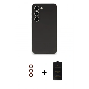 MARSİLYAN™- Galaxy S23 Plus Kılıf Kozmos Yansıma Özel Seri - Siyah 6D Antistatik Mat Seramik Hayalet Nano Ekran Koruyucu + Metal Kamera Lens - KI
