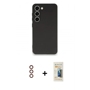 MARSİLYAN™- Galaxy S23 Plus Kılıf Kozmos Yansıma Özel Seri - Siyah 6D Mat Seramik Hayalet Nano Ekran Koruyucu + Metal Kamera Lens - KI