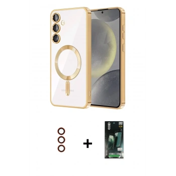 MARSİLYAN™- Galaxy S23 Plus Kılıf Nova Işık Özel Seri - Şeffaf 360 Full Body Arka Koruyucu + Metal Kamera Lens - KI