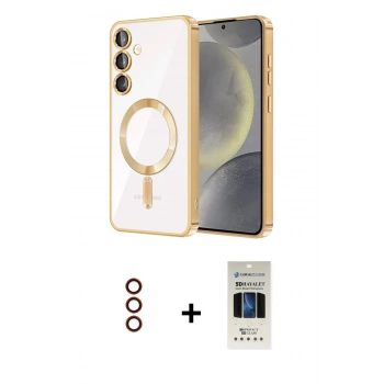 MARSİLYAN™- Galaxy S23 Plus Kılıf Nova Işık Özel Seri - Siyah 5D Hayalet Cam Ekran Koruyucu + Metal Kamera Lens - KI