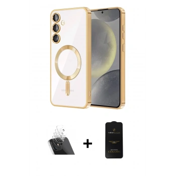 MARSİLYAN™- Galaxy S23 Plus Kılıf Nova Işık Özel Seri - Siyah 6D Antistatik Mat Seramik Hayalet Nano Ekran Koruyucu + Kamera Lens Koruma Cam - SF
