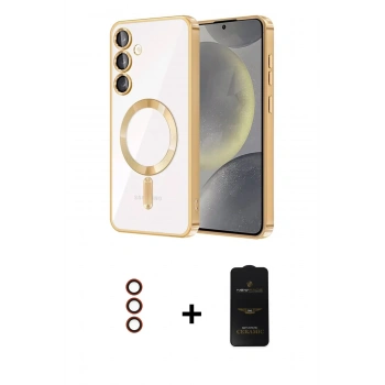MARSİLYAN™- Galaxy S23 Plus Kılıf Nova Işık Özel Seri - Siyah 6D Antistatik Mat Seramik Hayalet Nano Ekran Koruyucu + Metal Kamera Lens - KI