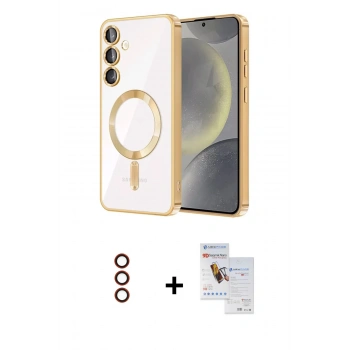 MARSİLYAN™- Galaxy S23 Plus Kılıf Nova Işık Özel Seri - Siyah Seramik Nano Ekran Koruyucu + Metal Kamera Lens - KI