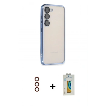 MARSİLYAN™- Galaxy S23 Plus Kılıf Vadi Minimal - Şeffaf Polymer Nano Ekran Koruyucu + Metal Kamera Lens - KI
