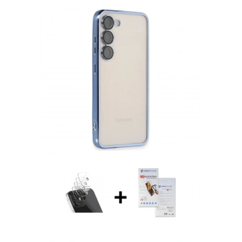 MARSİLYAN™- Galaxy S23 Plus Kılıf Vadi Minimal - Siyah Seramik Nano Ekran Koruyucu + Kamera Lens Koruma Cam - SF