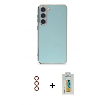 MARSİLYAN™- Galaxy S23 Plus Kılıf Yankı Serisi - Şeffaf Polymer Nano Ekran Koruyucu + Metal Kamera Lens - KI