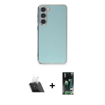 MARSİLYAN™- Galaxy S23 Plus Kılıf Yankı Serisi - Siyah 360 Mat Full Body Arka Koruyucu + Kamera Lens Koruma Cam - SF