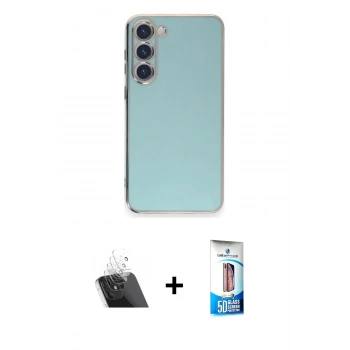 MARSİLYAN™- Galaxy S23 Plus Kılıf Yankı Serisi - Siyah 5D Eko Cam Ekran Koruyucu + Kamera Lens Koruma Cam - SF