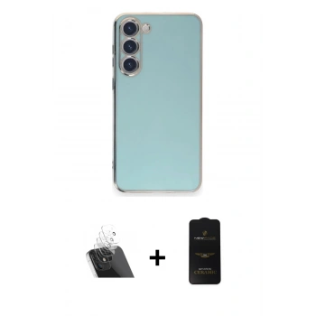 MARSİLYAN™- Galaxy S23 Plus Kılıf Yankı Serisi - Siyah 6D Antistatik Mat Seramik Hayalet Nano Ekran Koruyucu + Kamera Lens Koruma Cam - SF