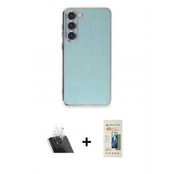 MARSİLYAN™- Galaxy S23 Plus Kılıf Yankı Serisi - Siyah 6D Mat Seramik Hayalet Nano Ekran Koruyucu + Kamera Lens Koruma Cam - SF