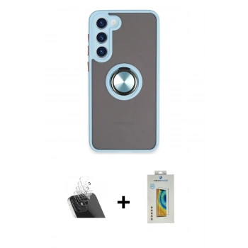 MARSİLYAN™- Galaxy S23 Plus Kılıf Yörünge Çizgi - Şeffaf Polymer Nano Ekran Koruyucu + Kamera Lens Koruma Cam - SF