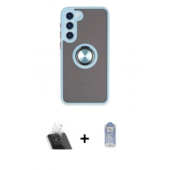MARSİLYAN™- Galaxy S23 Plus Kılıf Yörünge Çizgi - Siyah Joko Magic 5D Cam + Kamera Lens Koruma Cam - SF