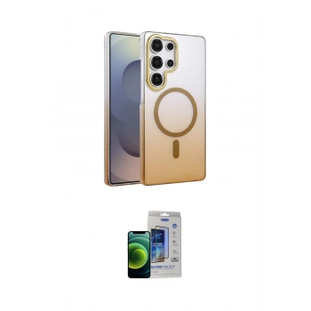 MARSİLYAN™- Galaxy S23 Ultra Kılıf Ahenk Doku Özel Seri - Siyah Durable Full Glue Curved Cam