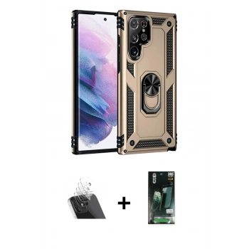 MARSİLYAN™- Galaxy S23 Ultra Kılıf Ahenk Klasik Koleksiyonu - Şeffaf 360 Full Body Arka Koruyucu + Kamera Lens Koruma Cam - SF