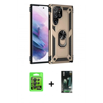 MARSİLYAN™- Galaxy S23 Ultra Kılıf Ahenk Klasik Koleksiyonu - Siyah 360 Mat Full Body Arka Koruyucu + Raze Metal Kamera Lens - SH