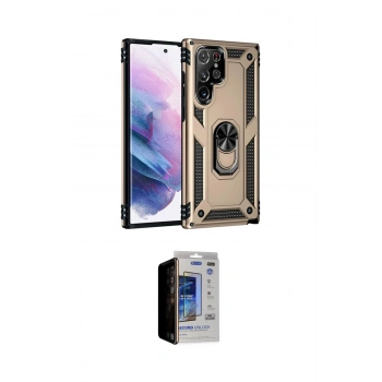 MARSİLYAN™- Galaxy S23 Ultra Kılıf Ahenk Klasik Koleksiyonu - Siyah Durable Full Glue Curved Hayalet Cam
