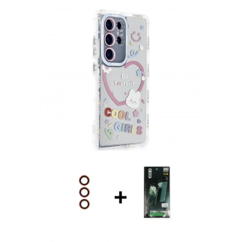 MARSİLYAN™- Galaxy S23 Ultra Kılıf Ahenk Modern Serisi - Siyah 360 Mat Full Body Arka Koruyucu + Metal Kamera Lens - KI