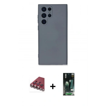 MARSİLYAN™- Galaxy S23 Ultra Kılıf Ahenk Serisi - Şeffaf 360 Full Body Arka Koruyucu + Valdez Metal Kamera Lens - KI