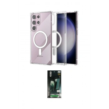 MARSİLYAN™- Galaxy S23 Ultra Kılıf Ahenk Yansıma Prime - Siyah 360 Mat Full Body Arka Koruyucu
