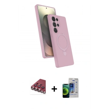 MARSİLYAN™- Galaxy S23 Ultra Kılıf İz Işık Koleksiyonu - Siyah Durable Full Glue Curved Cam + Valdez Metal Kamera Lens - KI