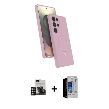 MARSİLYAN™- Galaxy S23 Ultra Kılıf İz Işık Koleksiyonu - Siyah Durable Full Glue Curved Hayalet Cam + PVD Metal Kamera Lens - GD