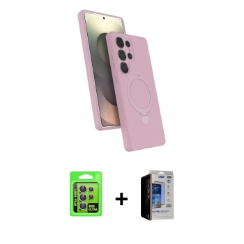 MARSİLYAN™- Galaxy S23 Ultra Kılıf İz Işık Koleksiyonu - Siyah Durable Full Glue Curved Hayalet Cam + Raze Metal Kamera Lens - LA