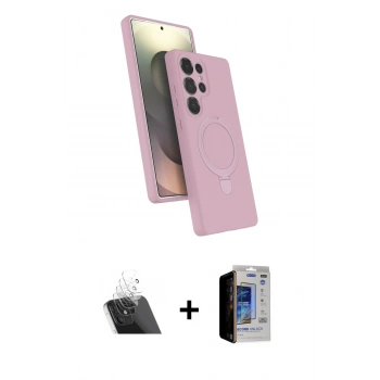 MARSİLYAN™- Galaxy S23 Ultra Kılıf İz Işık Koleksiyonu - Siyah Durable Full Glue Curved Hayalet Cam + Kamera Lens Koruma Cam - SF