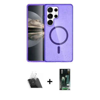 MARSİLYAN™- Galaxy S23 Ultra Kılıf Nova Asil Prime - Siyah 360 Mat Full Body Arka Koruyucu + Kamera Lens Koruma Cam - SF