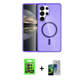 MARSİLYAN™- Galaxy S23 Ultra Kılıf Nova Asil Prime - Siyah Durable Full Glue Curved Cam + Raze Metal Kamera Lens - SH