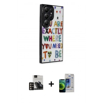 MARSİLYAN™- Galaxy S23 Ultra Kılıf Odak Klasik Serisi - Siyah Durable Full Glue Curved Cam + PVD Metal Kamera Lens - GD