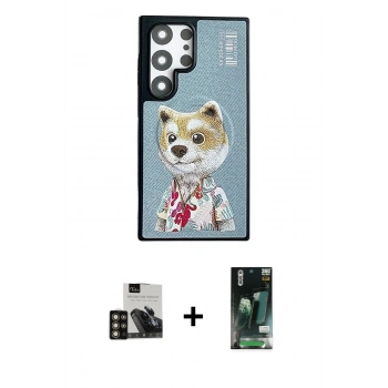 MARSİLYAN™- Galaxy S23 Ultra Kılıf Siluet Modern Özel Seri - Siyah 360 Mat Full Body Arka Koruyucu + PVD Metal Kamera Lens - GD