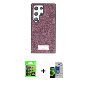 MARSİLYAN™- Galaxy S23 Ultra Kılıf Vadi Klasik Serisi - Siyah Durable Full Glue Curved Cam + Raze Metal Kamera Lens - LA