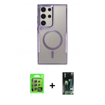 MARSİLYAN™- Galaxy S23 Ultra Kılıf Yadigar Klasik Özel Seri - Şeffaf 360 Full Body Arka Koruyucu + Raze Metal Kamera Lens - GS