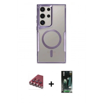 MARSİLYAN™- Galaxy S23 Ultra Kılıf Yadigar Klasik Özel Seri - Şeffaf 360 Full Body Arka Koruyucu + Valdez Metal Kamera Lens - KI