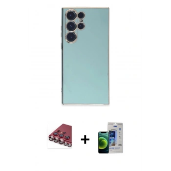 MARSİLYAN™- Galaxy S23 Ultra Kılıf Yankı Serisi - Siyah Durable Full Glue Curved Cam + Valdez Metal Kamera Lens - KI