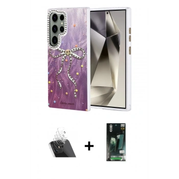 MARSİLYAN™- Galaxy S23 Ultra Kılıf Zirve Modern Prime - Siyah 360 Mat Full Body Arka Koruyucu + Kamera Lens Koruma Cam - SF