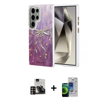 MARSİLYAN™- Galaxy S23 Ultra Kılıf Zirve Modern Prime - Siyah Durable Full Glue Curved Cam + PVD Metal Kamera Lens - GD